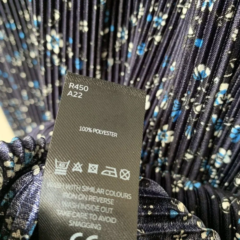Very Plisse Long Maxi Dress Size UK 12 Floral Long Sleeve Blue V Neck - Picture 5 of 10